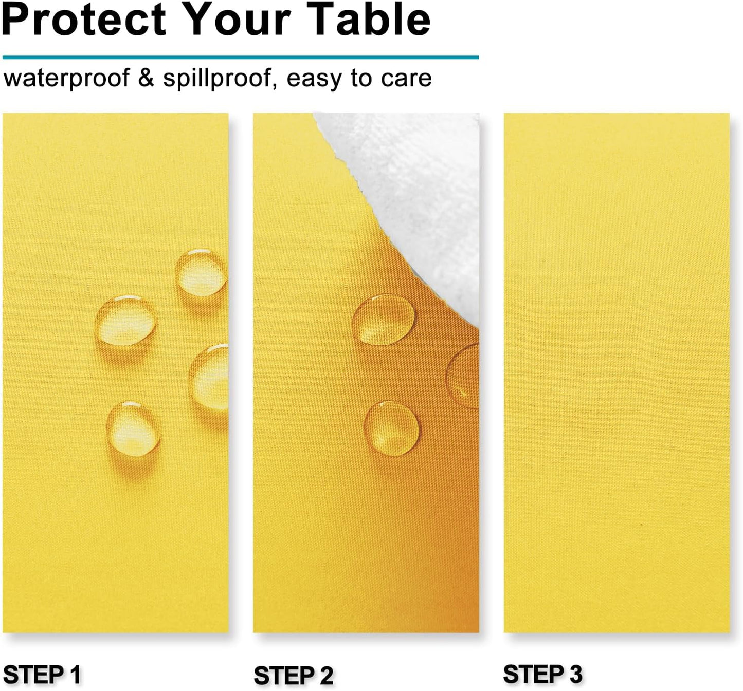 Hiasan Yellow Tablecloth for Rectangle Tables - Waterproof and Spillproof Washable Fabric Table Cloth for Dining Room Kitchen Party, 52 x 70 Inch