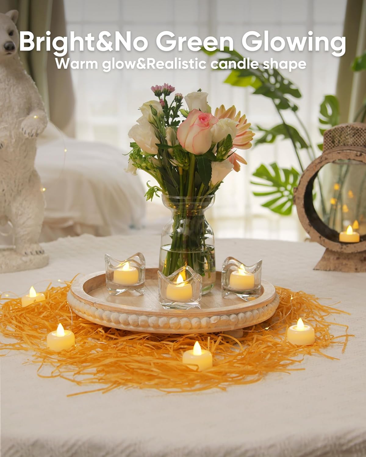 Amagic 50Pack Flameless LED Tea Lights Candles Battery Operated, Electric Fake Tealight Candles for Votive, Halloween, Christmas, Home Decor, Wedding, Table Decor (50Pack)
