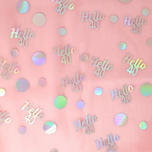 40th Birthday Confetti for Table Iridescent Birthday Party Decorations for Her Circle Dots Hello 40 Women Forty Years Old Birthday Table Scatters Decor Anniversary Party Supplies 300PC