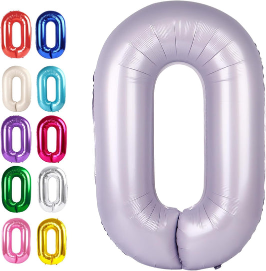 Lavender 40 Inch 0 Number Balloons, 0 Decorations for 10 20 30 40 50 60 70 80 90 100 Birthday,2026 Lilac Foil Giant Birthday Graduations Anniversary Party Balloon