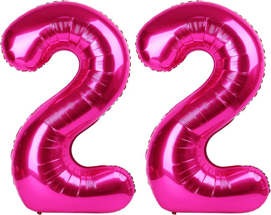 40 Inch Hot Pink 22 Number Balloon