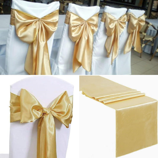 100 PCS Satin Chair Sashes Decorative Bow Chair Sashe Ties Chair Ribbon Bows Chair Cover Band for Wedding Birthday Party Ceremony Reception Hotel Events Banquet Home Kitchen Decor(7x108inch,Champagne)