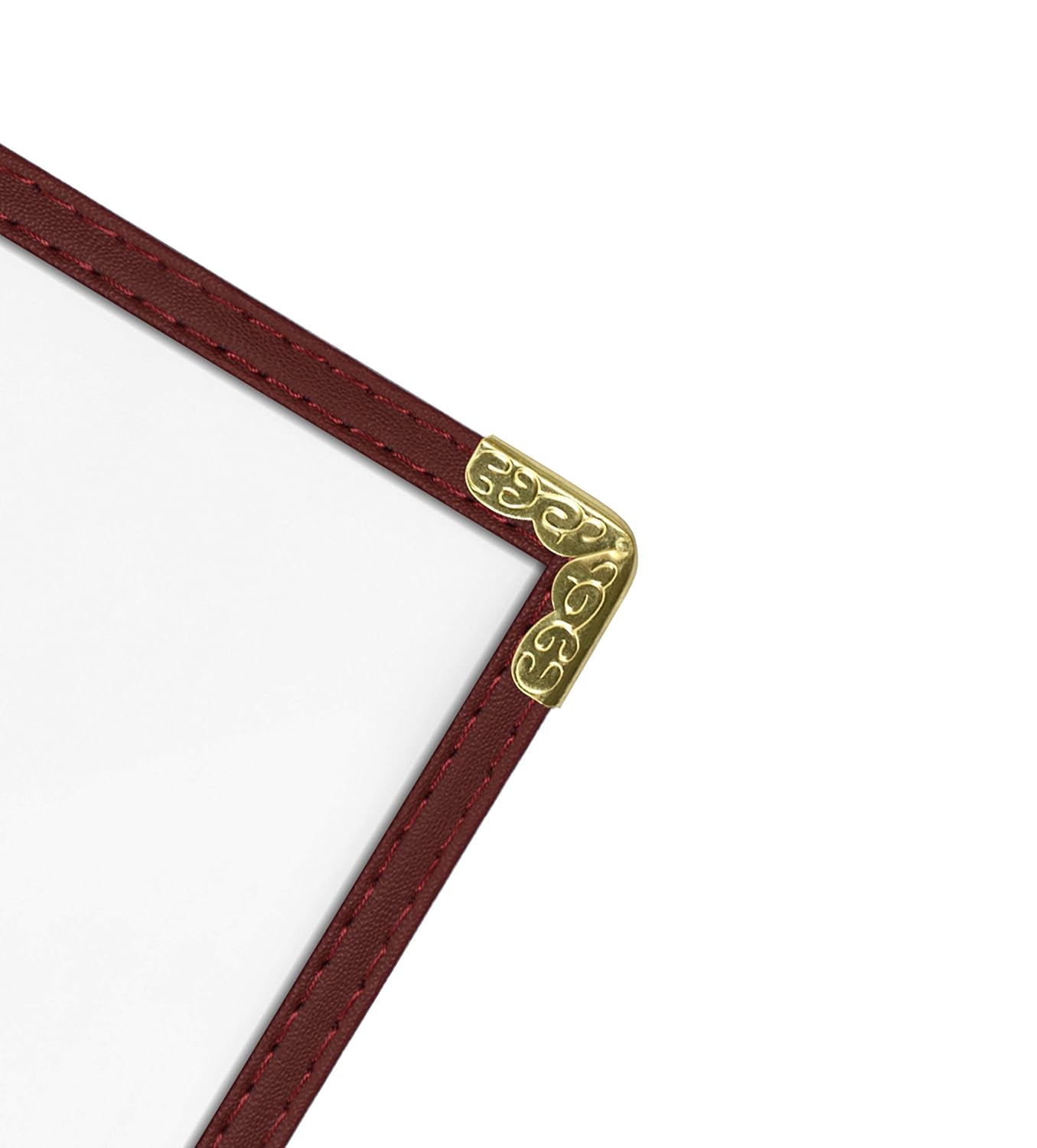 Goodsmart Restaurant Menu Covers – 25 Pack Burgundy 8-View Booklet 8.5" x 14", Side-Loading Vinyl & Plastic Menu Holders, Clear Menu Sleeves, Leather-Style Café Covers with Gold Corners
