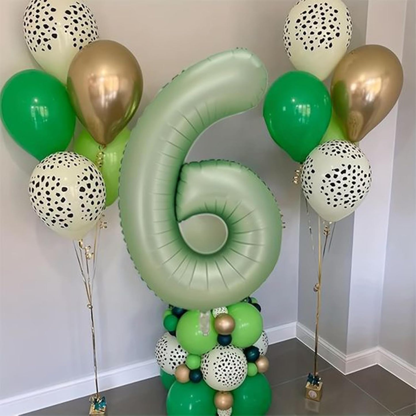 Number 6 Balloons, 40’’ Large Olive Green Number 6 Foil Helium Balloons for Girls Women, Self Inflating Number Balloons 0-9 for Men Boys 6th 16th Birthday Graduation Anniversary Party Decoration