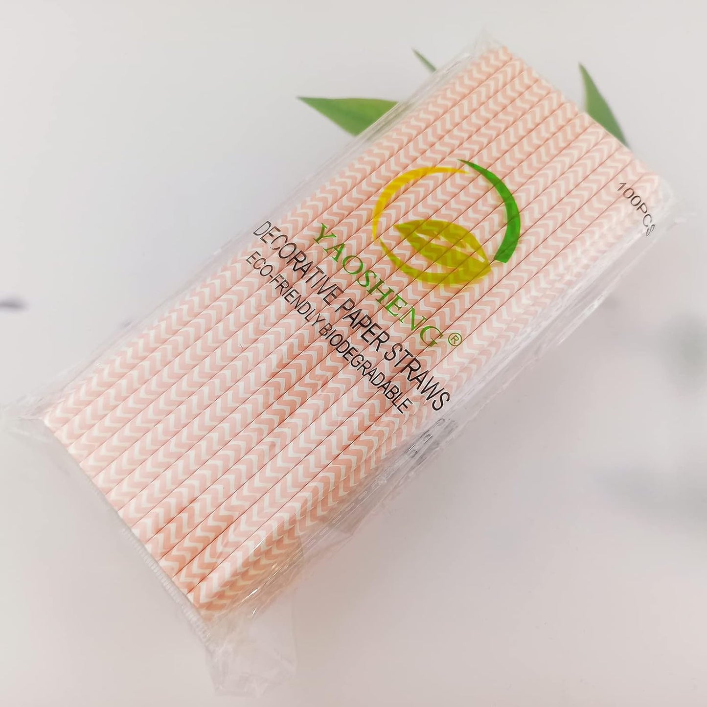 YAOSHENG Premium Disposable Waves Striped Drinking Paper Straws, Pack 100 Pink Waves Paper Straws for Cocktail Party Supplies,Birthday,Bridal/Baby Shower,Juice,Shakes (Pink Waves)