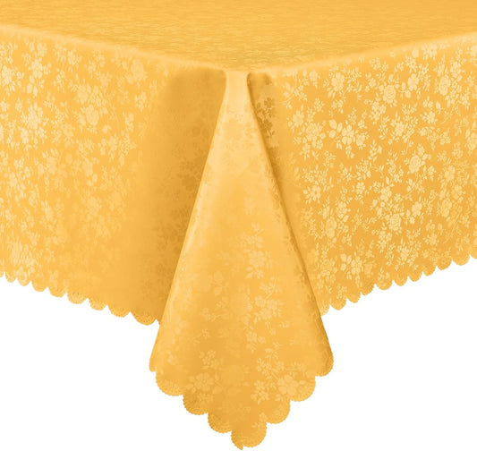 Smiry Rectangle Table Cloth, Waterproof Heavy Duty Vinyl Tablecloths, Wipeable Washable Table Cover for Kitchen and Dining Room (Mustard Yellow, 54" X 78")