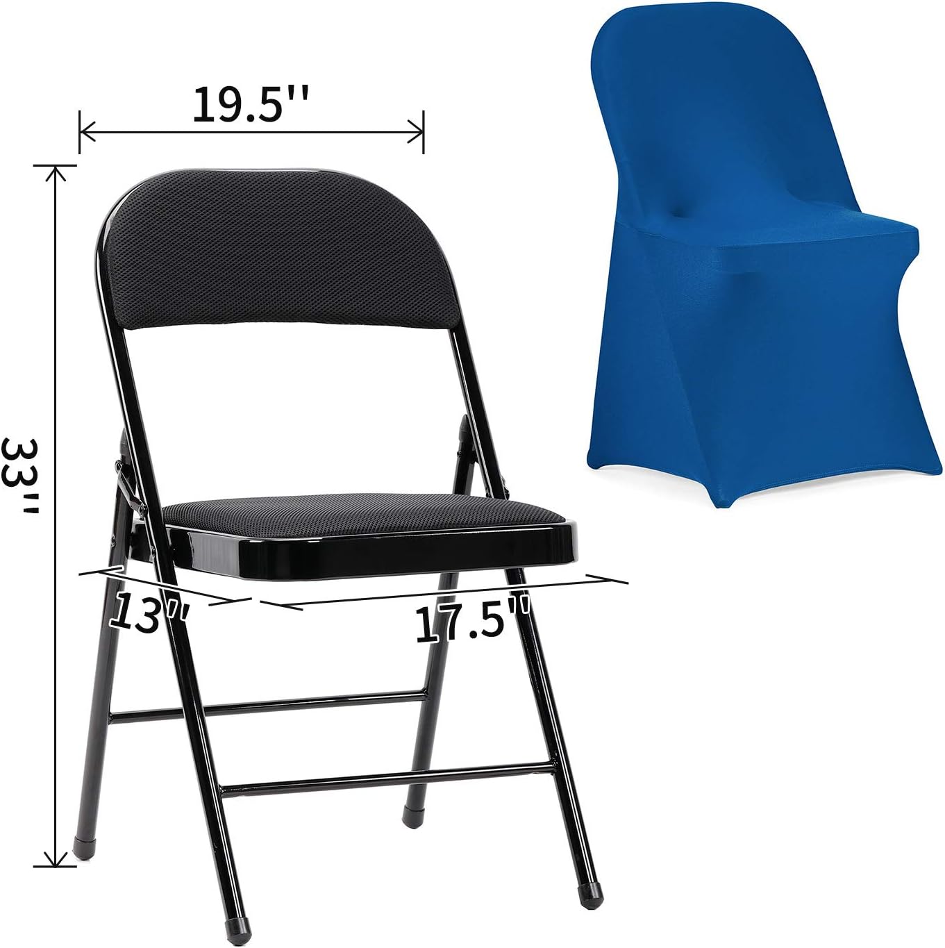 Peomeise Stretch Spandex Folding Chair Cover for Wedding Party Dining Banquet Event (Classic Blue,12pcs)