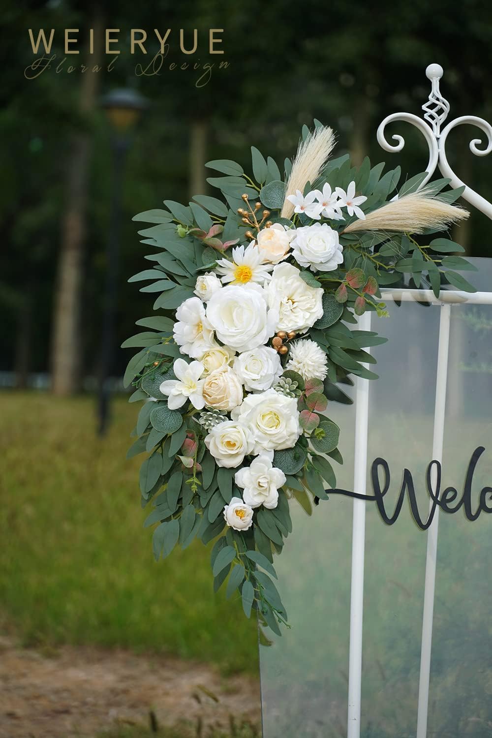 Artificial Wedding Arch Flowers Kit(Pack of 2) for Wedding Arch, Bridal Shower, Ceremony and Reception Backdrop Decoration (Cream & Champagne)