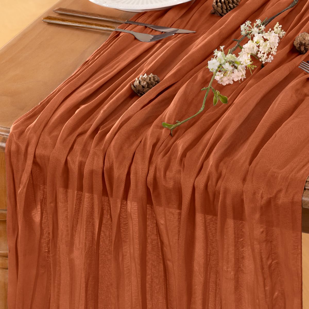 Terracotta Table Runner Cheesecloth Table Runner 14FT Farmhouse Table Runners 160 Inches Fall Table Decor Dining Room Centerpiece Wedding Boho Baby Shower Birthday
