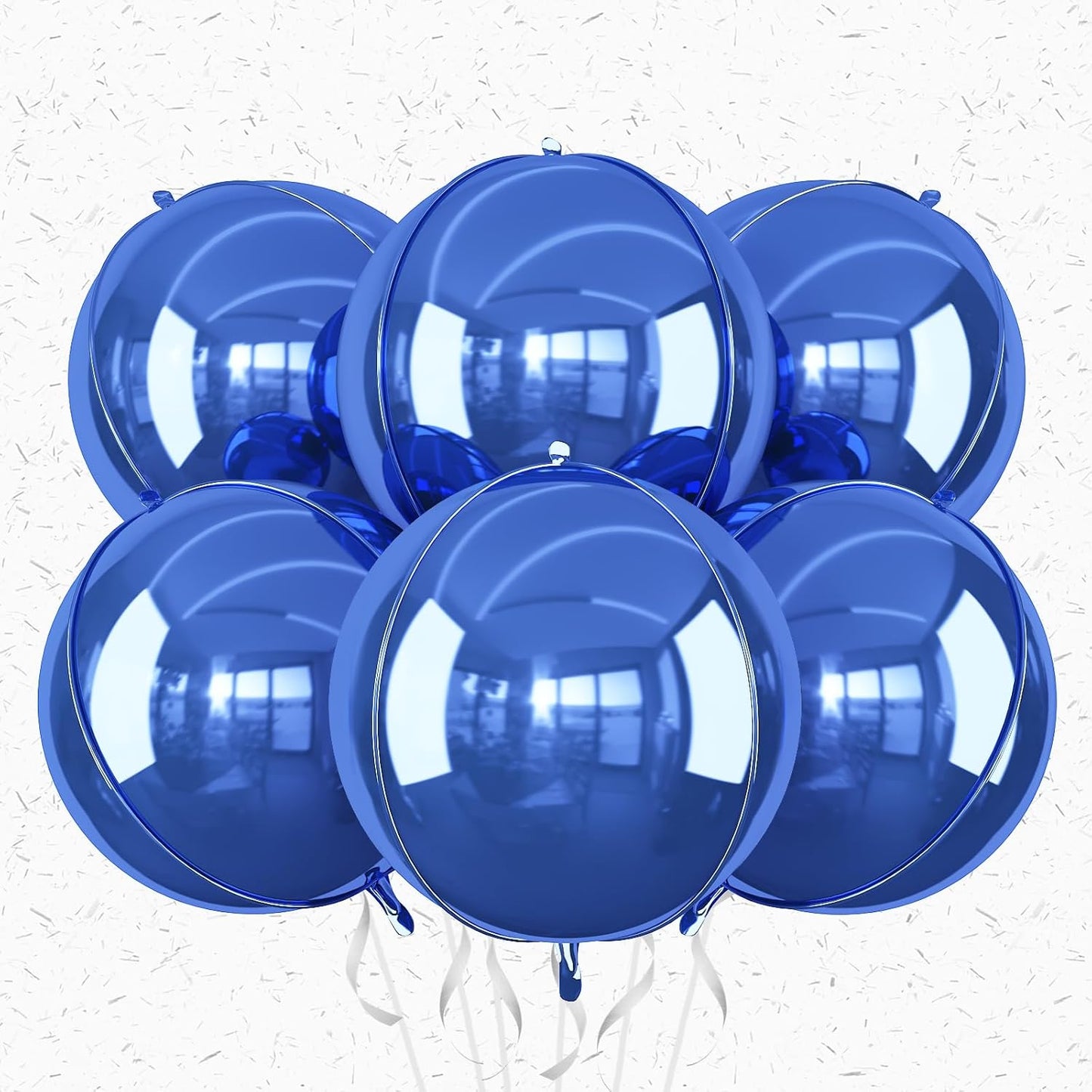 6Pcs Royal Blue Round Foil Balloons,Giant 4D Round Ball Balloons,22 Inch Metallic Blue Balloon for Birthday Wedding Graduation Prom Party Decorations