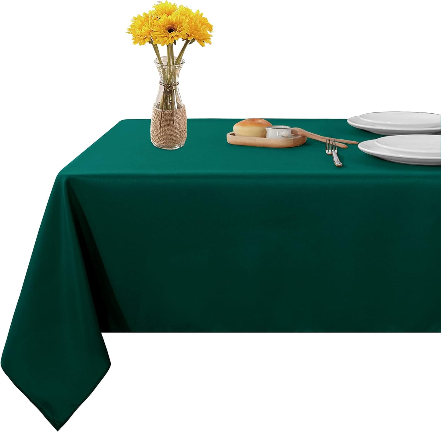 Fitable Rectangle Tablecloth Stain and Wrinkle Resistant Washable Polyester Table Cloth for Buffet Parties and Camping (60x120 inch, Green)