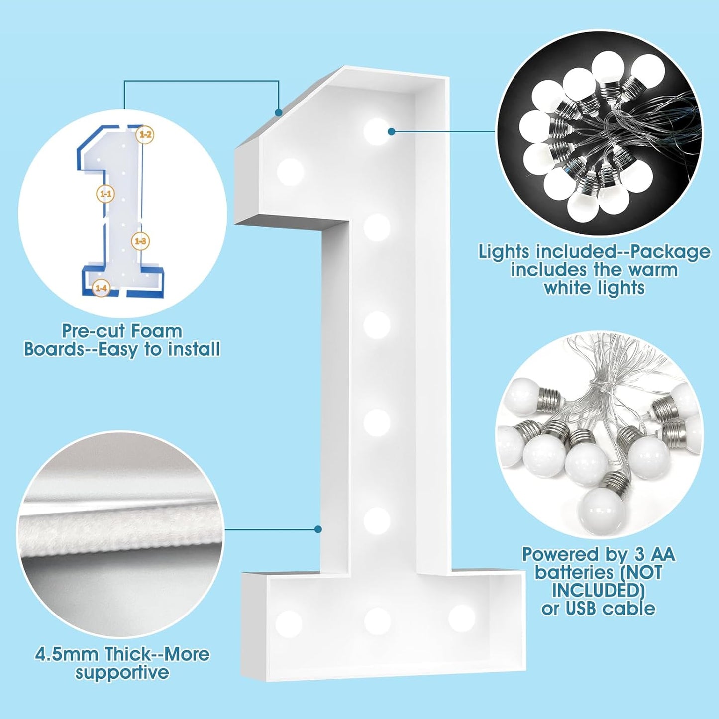 Ledido 4FT Marquee Light Up Letters, Cool White Light Up Letters Large Marquee Letter for Party Decorations, Mosaic Letter U for Balloons, Wedding Birthday Graduation Decor