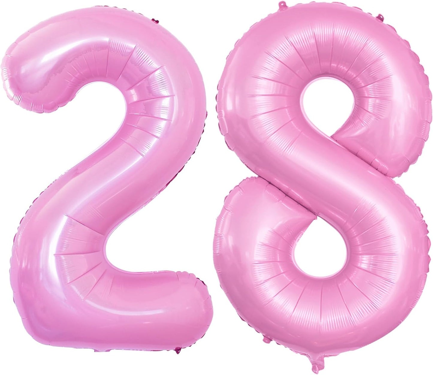 GOER Number 28 Balloons for 28th Birthday Party Decorations,42 Inch Jumbo Foil Helium 82 Balloons for 82nd Birthday Party Decoration (Light Pink)