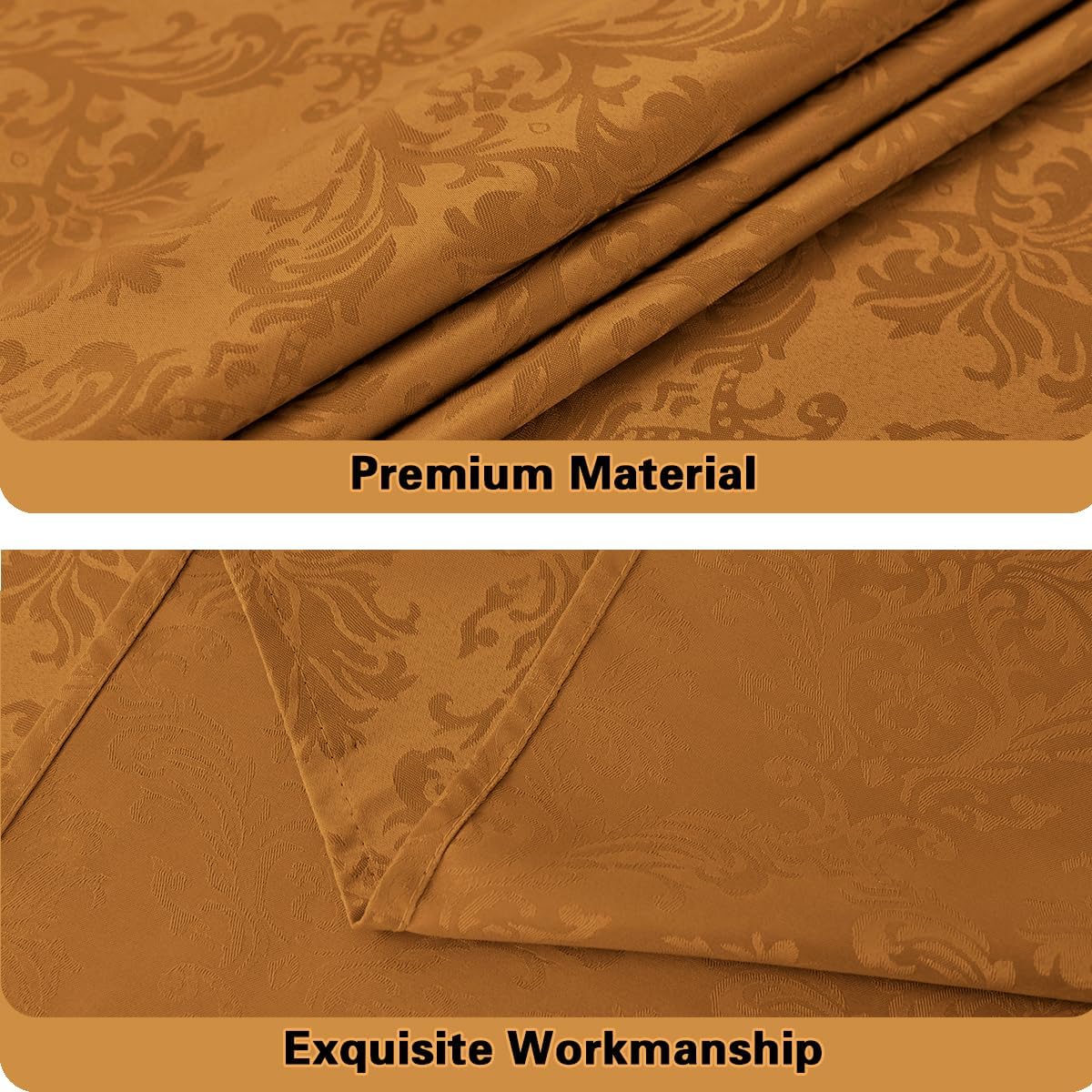 SASTYBALE Fall Tablecloth Rectangle 52 x 70 Inch Waterproof Wrinkle Free Autumn Jacquard Damask Table Cloth, Reusable Fabric Table Cover for Thanksgiving, Harvest, Holiday, Brown/Amber