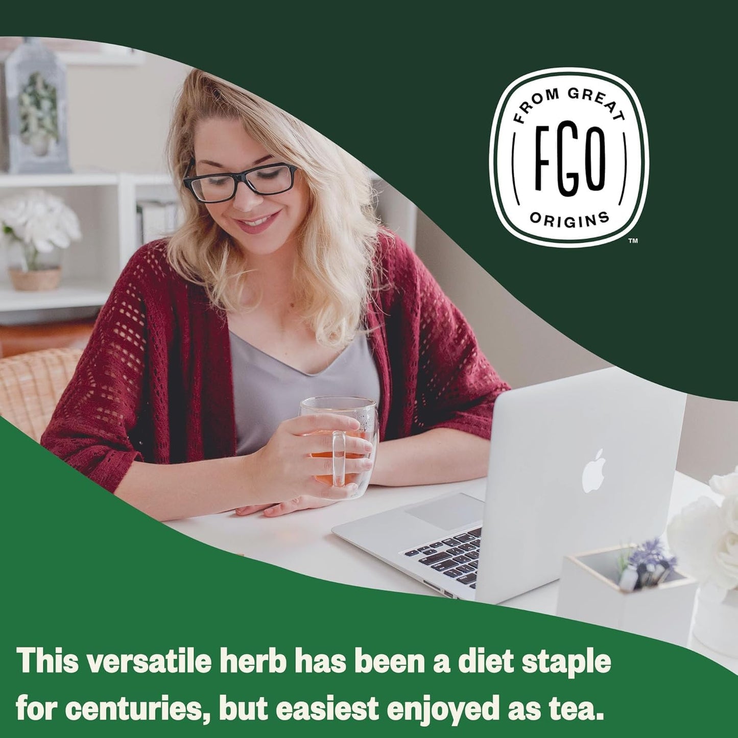 FGO Organic Nettle Leaf Herbal Tea, 20 Count, Eco-Conscious Tea Bags, Caffeine Free, Resealable Bag, Packaging May Vary (Pack of 1)