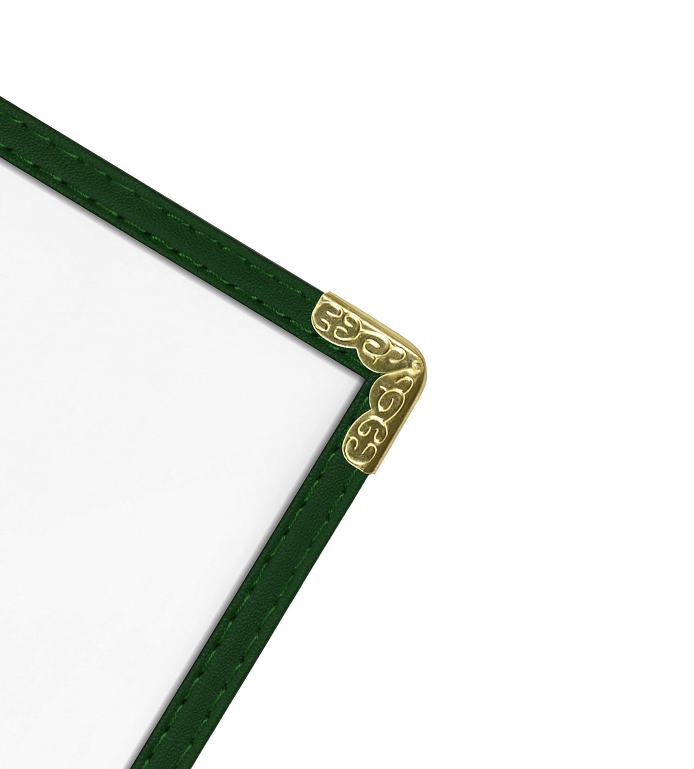 Goodsmart Restaurant Menu Covers – 25 Pack Green 6-View Trifold 8.5" x 11", Side-Loading Vinyl & Plastic Menu Holders, Clear Menu Sleeves, Leather-Style Café Covers with Gold Corners