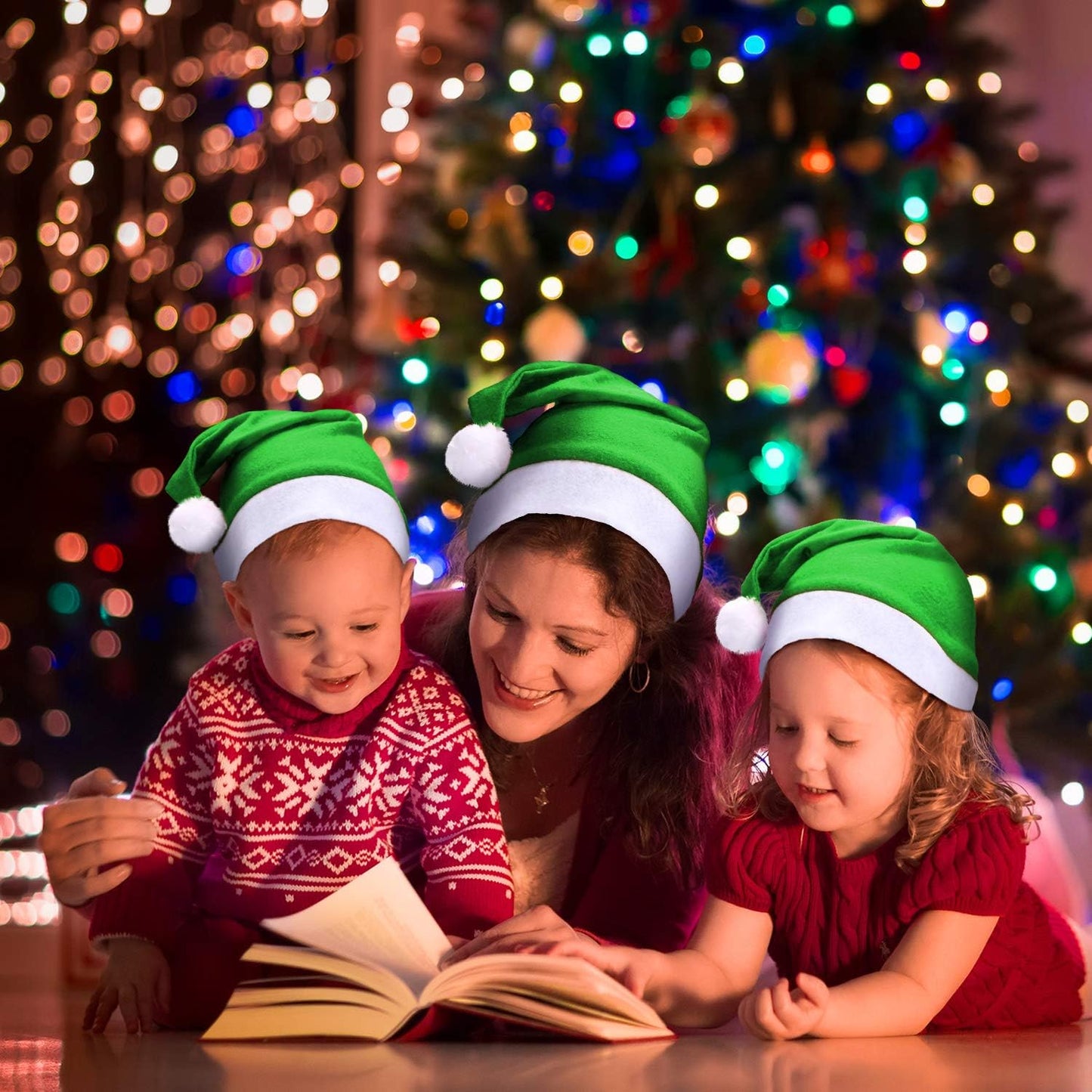SATINIOR 12 Pieces Santa Hats Christmas Non Woven Fabric Hat for Holidays Xmas Party Supplies