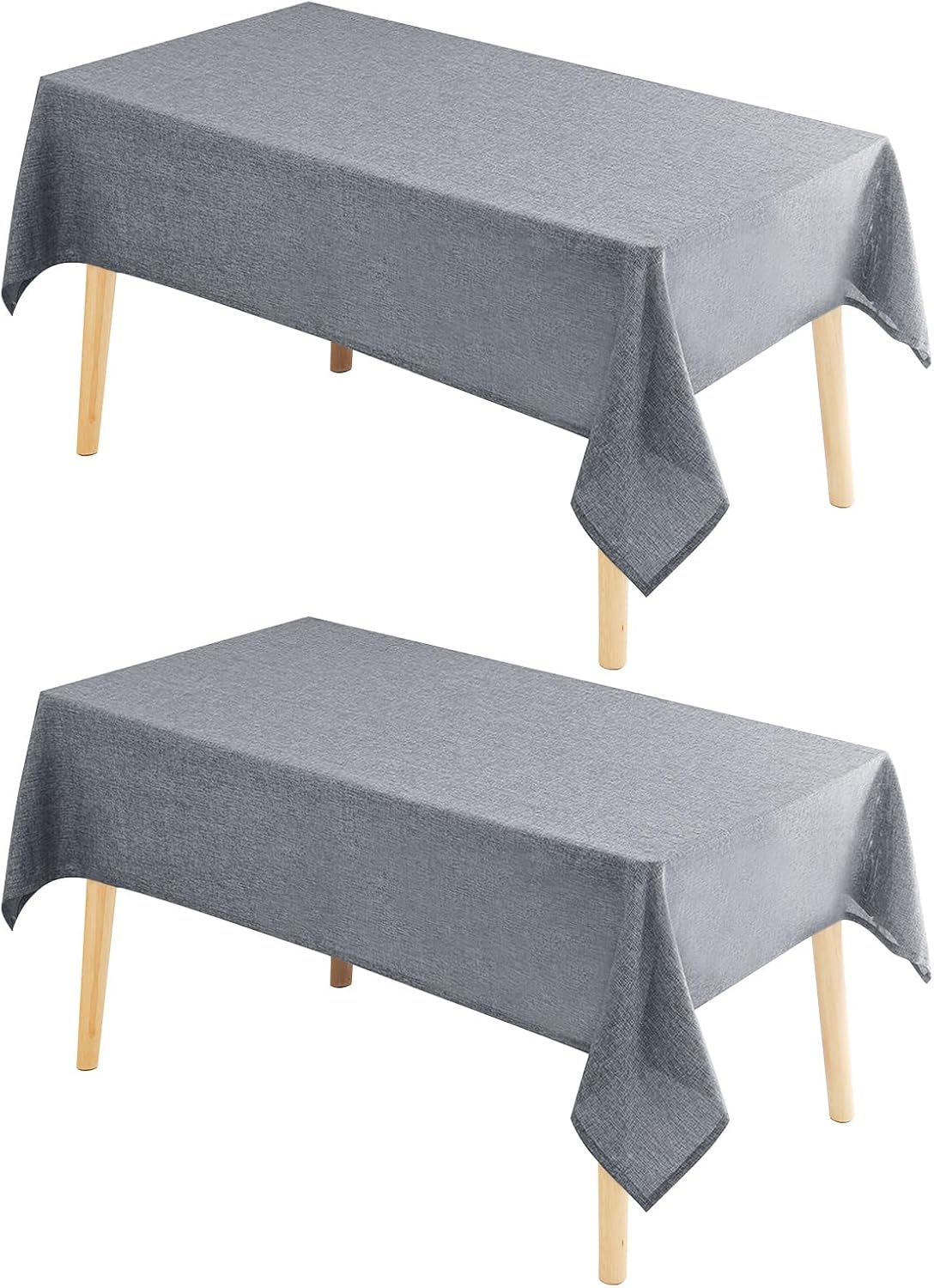 Hiasan 2 Pack Faux Linen Rectangle Tablecloth - Wrinkle and Stain Resistant Washable Table Cloth for Kitchen Dining Room Holiday Table Cover for Party Dinner, Grey, 54 x 108 Inch