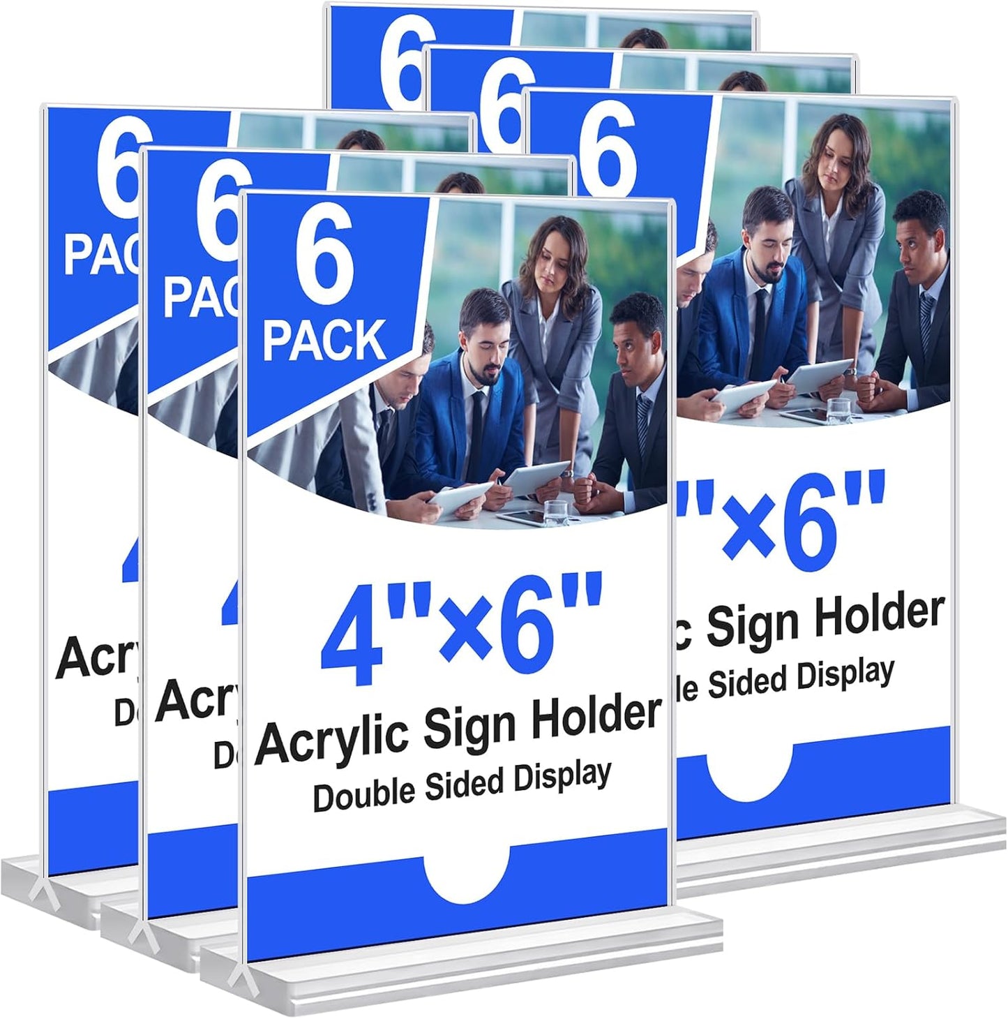 Acrylic Sign Holder 4x6 Vertical Plastic Signs Acrylic Frame Display Signs Table Stand Bulk 6 Pack