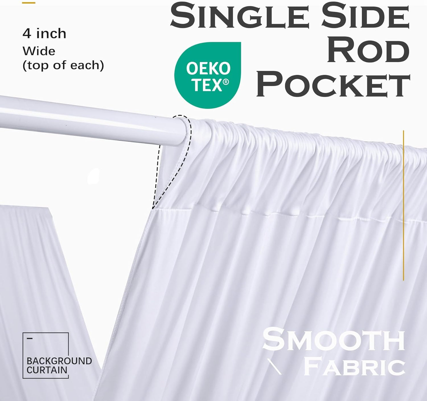 PartyVillage 60ftx40ft White Ceiling Curtain for Wedding Parties – 12 Panels Wrinkle-Free 40 FT Long Tent Draping Curtains for Wedding, Birthday & Theme Parties, 40ft Height with Rod Pocket