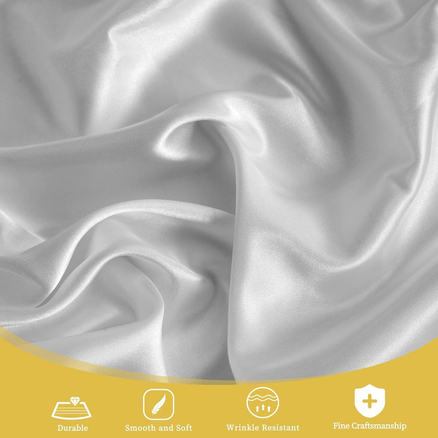 12 Pack 108 Inch Silver Satin Tablecloth - Premium Bright Silky Round Tablecloth Overlay Smooth Fabric Table Cover, Table Decoration for Wedding Party Banquet Events Restaurant Kitchen Dining