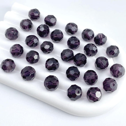 400 PCS 4mm Crystal Glass Beads Round Multiple Faceted Loose Spacer Glass Beads for DIY Handcrafte Bracelet Necklace Earring Jewelry Making(Violet)