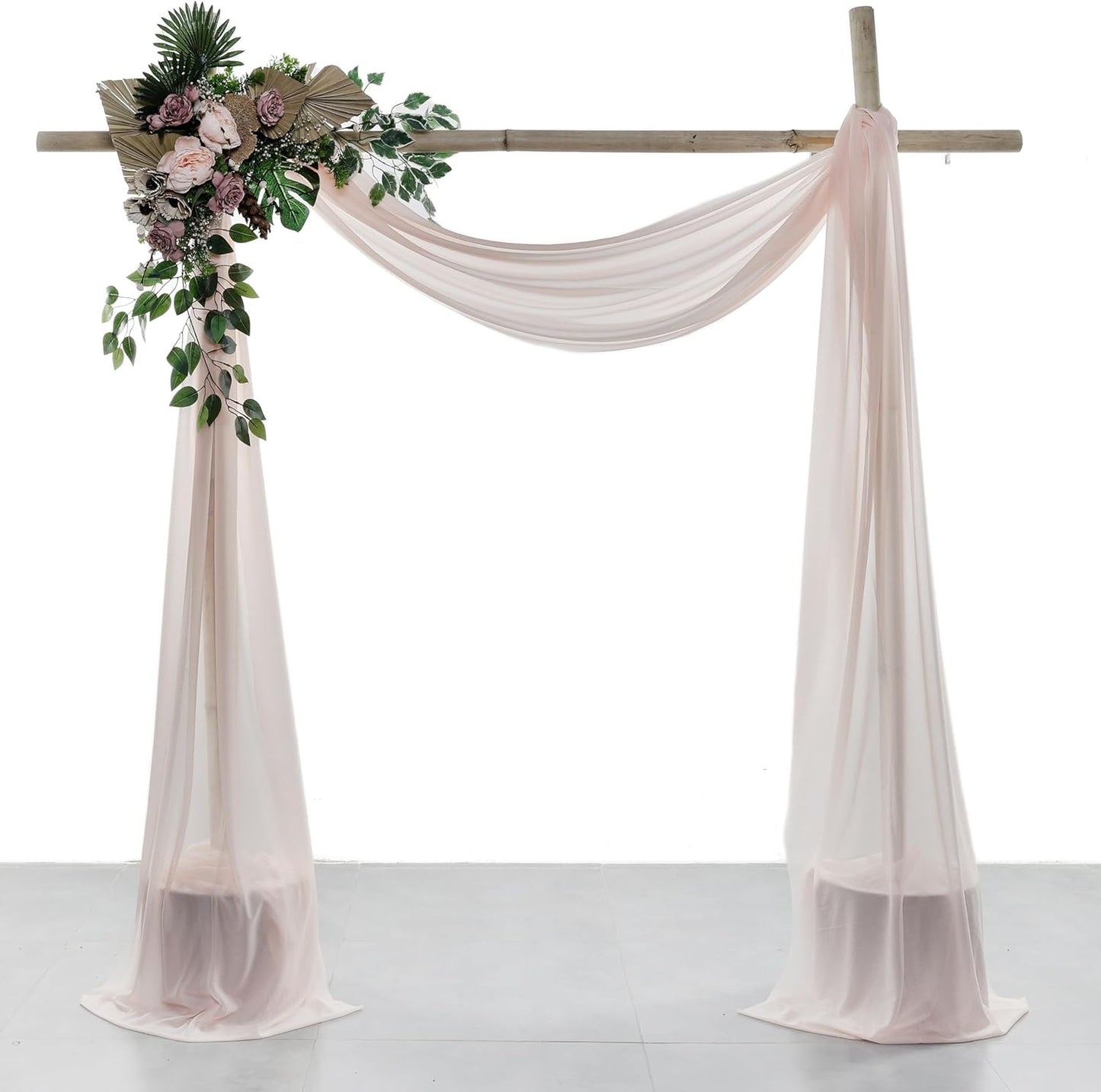 VDS Pack of 1 Panel (30 Inch X 40 Feet) Wedding Arch Draping Fabric Sheer Chiffon Fabric Drapery for Wedding Ceremony Reception Swag Backdrop Canopy Chuppah ARBO Altars Decoration (Nude)