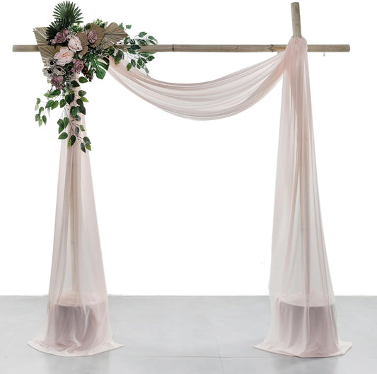 VDS Pack of 1 Panel (30 Inch X 20 Feet) Wedding Arch Draping Fabric Sheer Chiffon Fabric Drapery for Wedding Ceremony Reception Swag Backdrop Canopy Chuppah ARBO Altars Decoration (Nude)