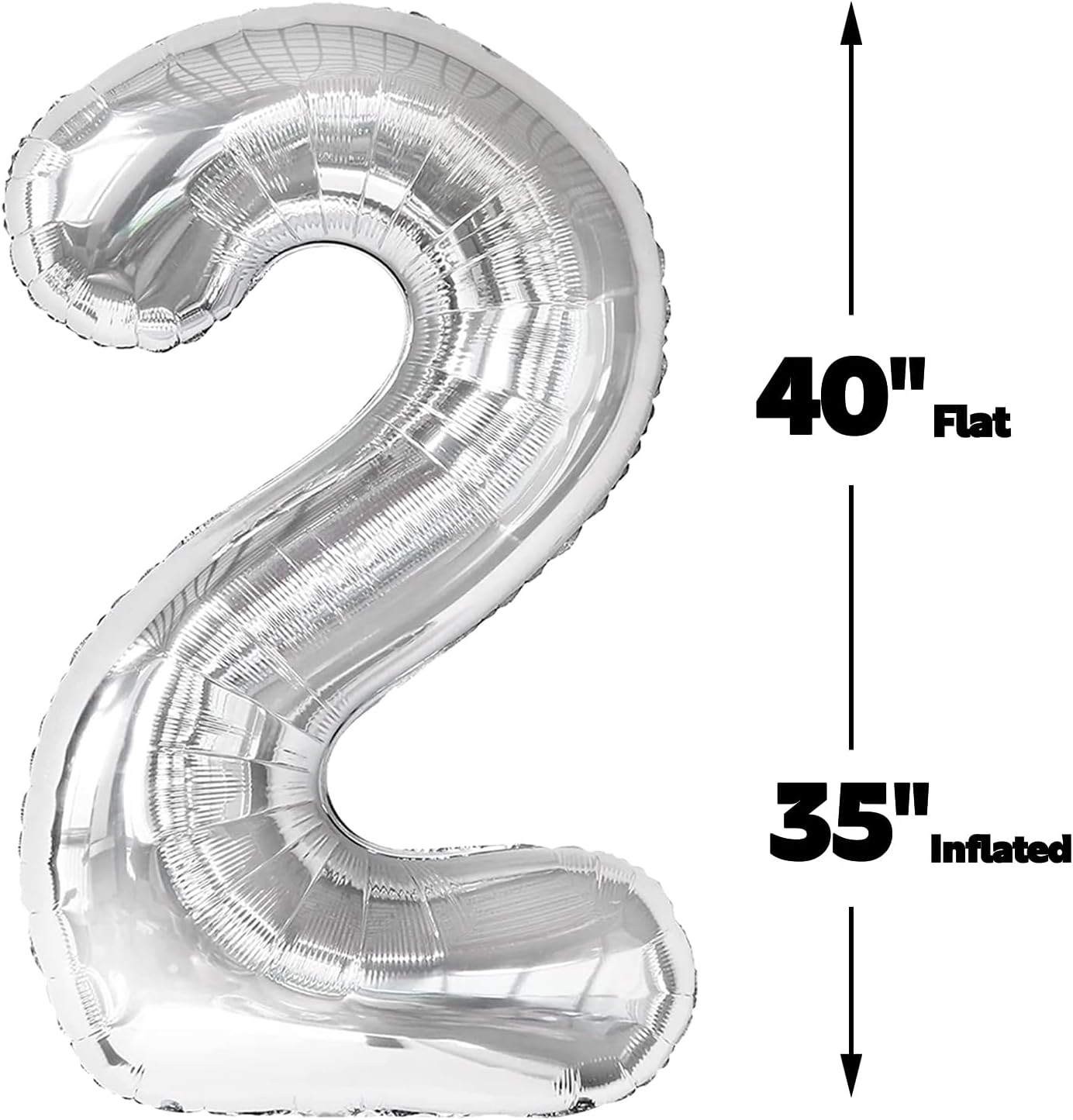 Silver 40 Inch 20 Number Balloons, 20 Decorations for 20 Birthday, Foil Giant Birthday Graduations Anniversary Party Balloons