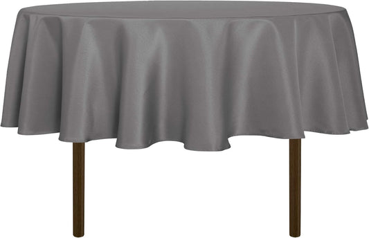 sancua Round Tablecloth - 80 Inch - Water Resistant Spill Proof Washable Polyester Table Cloth Decorative Fabric Table Cover for Dining Tables, Buffet Parties and Camping, Light Grey