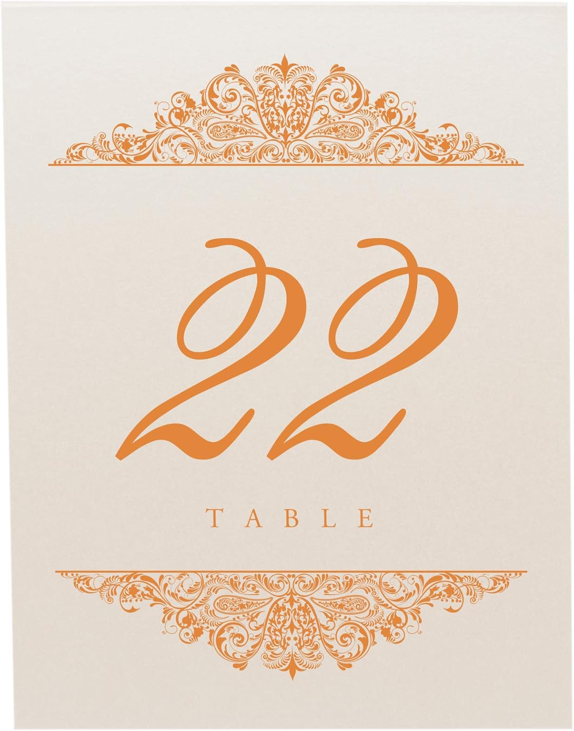 Paisley Wedding Table Numbers (Select Color/Quantity), Champagne, Orange, 1-45, Double Sided, Tent or Use in a Stand, Great for Parties & Restaurants - Made in the USA