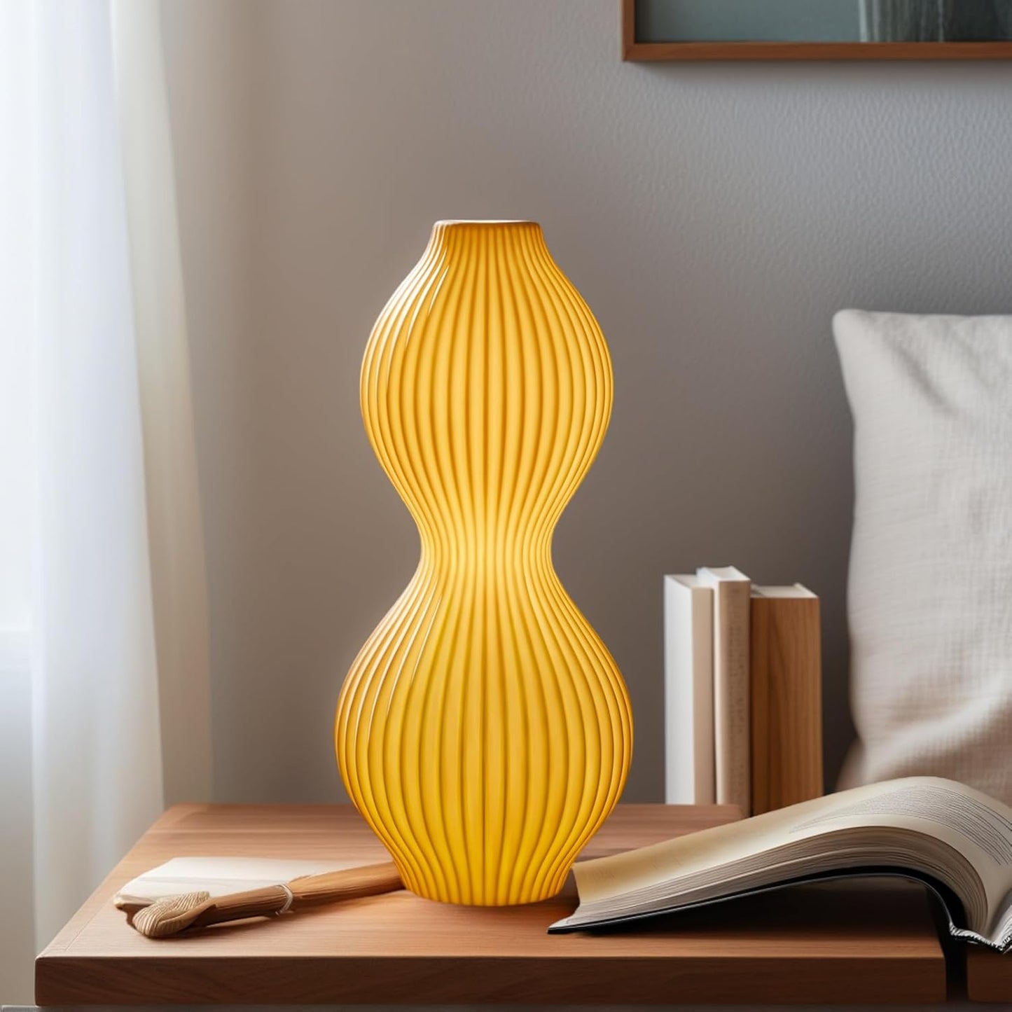 RONDURE 15.8" Modern Ceramic Table Lamp, Modern Bedside Lamps for Bedroom, Living Room and Nightstand, White Translucent Ceramic Shade, Warm Ambient Lighting, Home Decor
