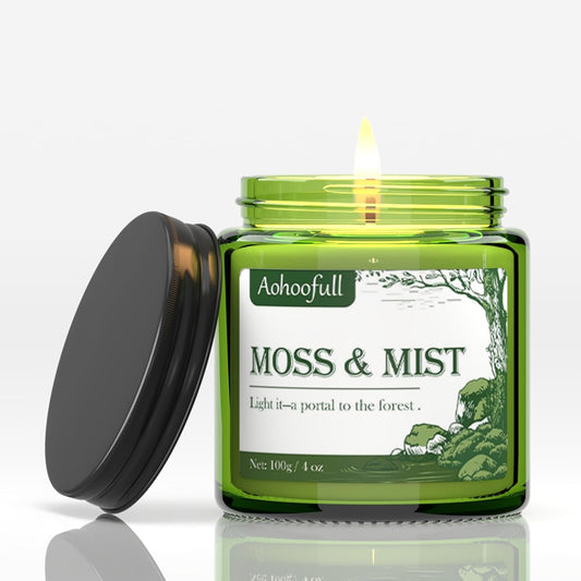 Moss & Mist Soy Candles for Home Scented,4oz 20 Hour Burn Aromatherapy Candle Gift for Stress Relief, Meditation, Yoga, Relaxing SPA, Reusable Jar for Men and Women
