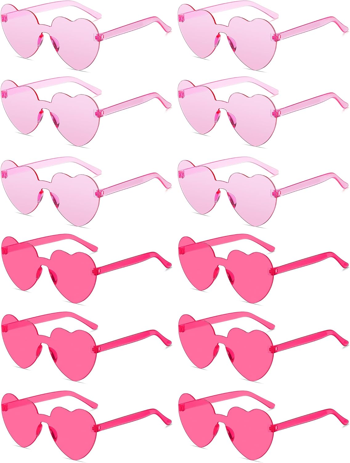 12/20/24 Pairs Heart Sunglasses for Women Men, Trendy Heart Shaped Rimless Transparent Sunglasses, Bachelorette Party