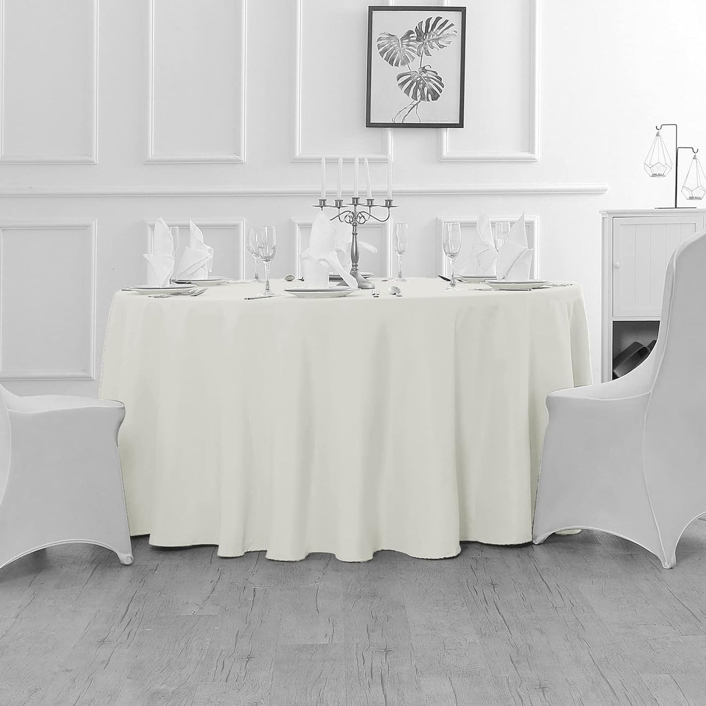 Fokitut 6 Pack Round Tablecloth, 70 Inch, Stain Resistant and Wrinkle Polyester Table Cloth, Fabric Table Cover for Kitchen Dining, Wedding, Party, Holiday Dinner-Ivory