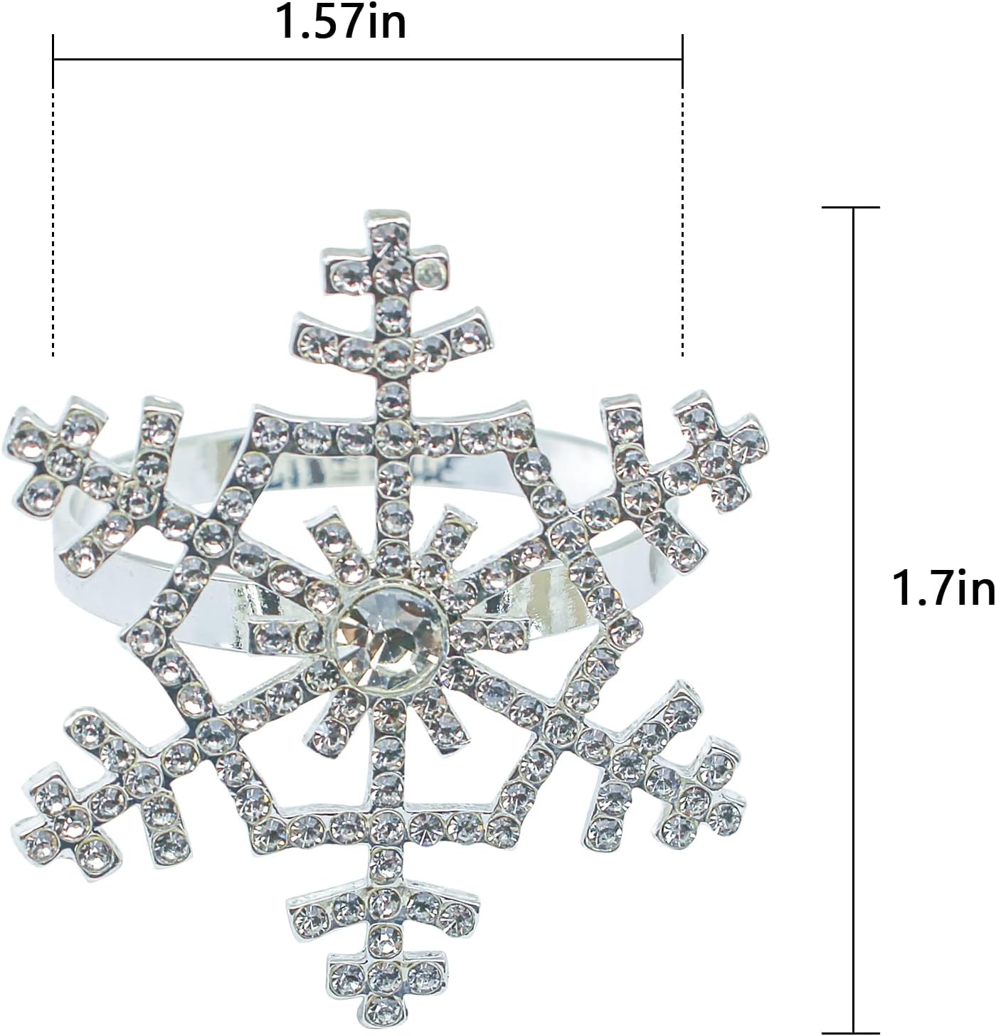 Halatool Set of 6 Christmas Rhinestone Snowflake Napkin Rings for Xmas Dining Table- Napkin Ring Holder for Christmas, Thanksgiving, Holiday Party Table Decoration