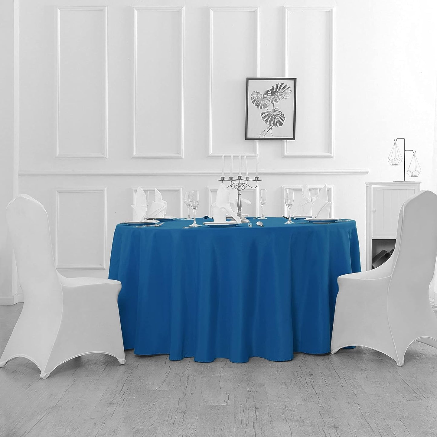 60 inch Round Tablecloth Washable Polyester Table Cloth Decorative Table Cover for Wedding Party Dining Banquet（60 inch,Mediterranean Blue）