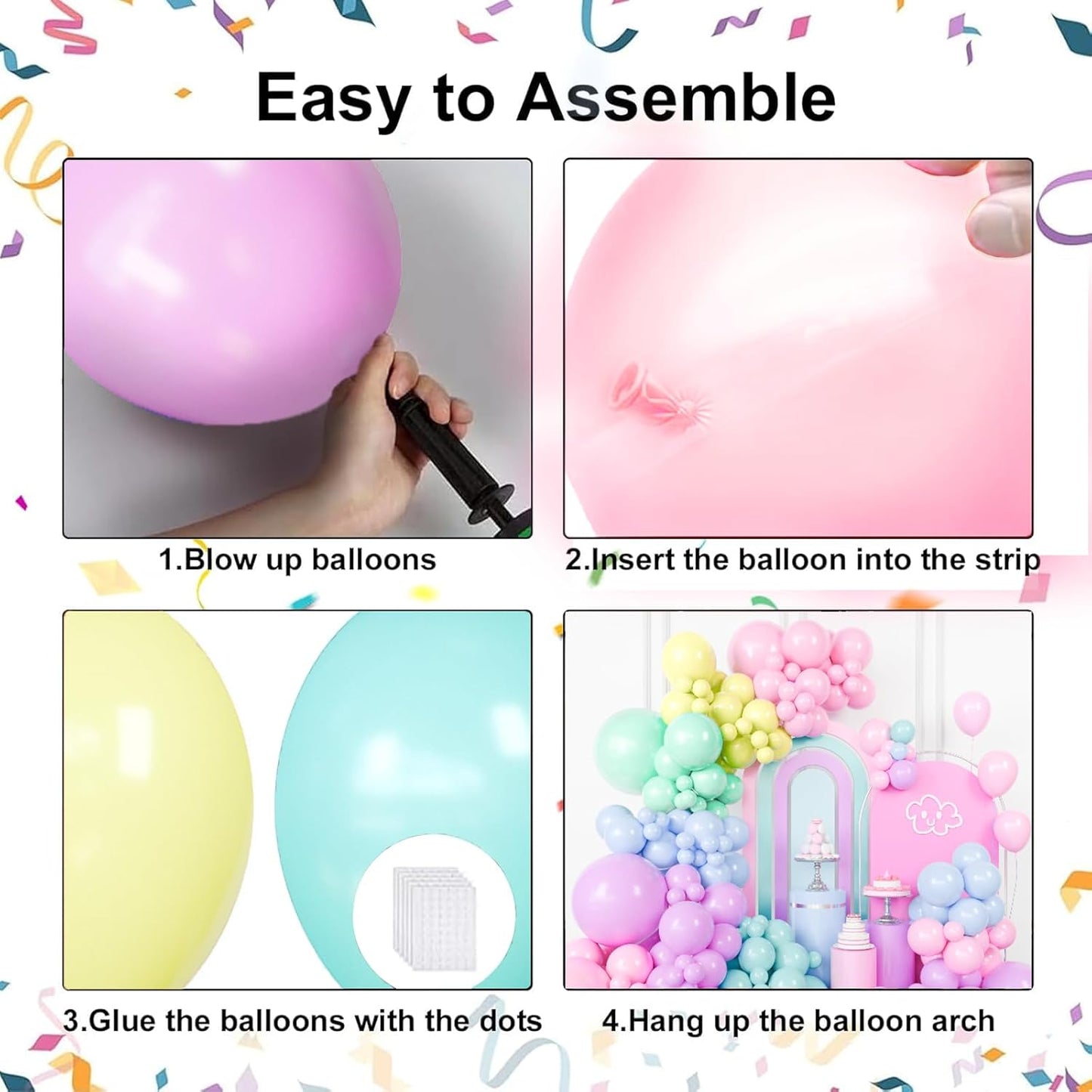 Pastel Balloons Garland Arch Kit, Rainbow Party Balloons, Multicolor Macaron Balloons for Birthday Rainbow Party Baby Shower Wedding Decorations