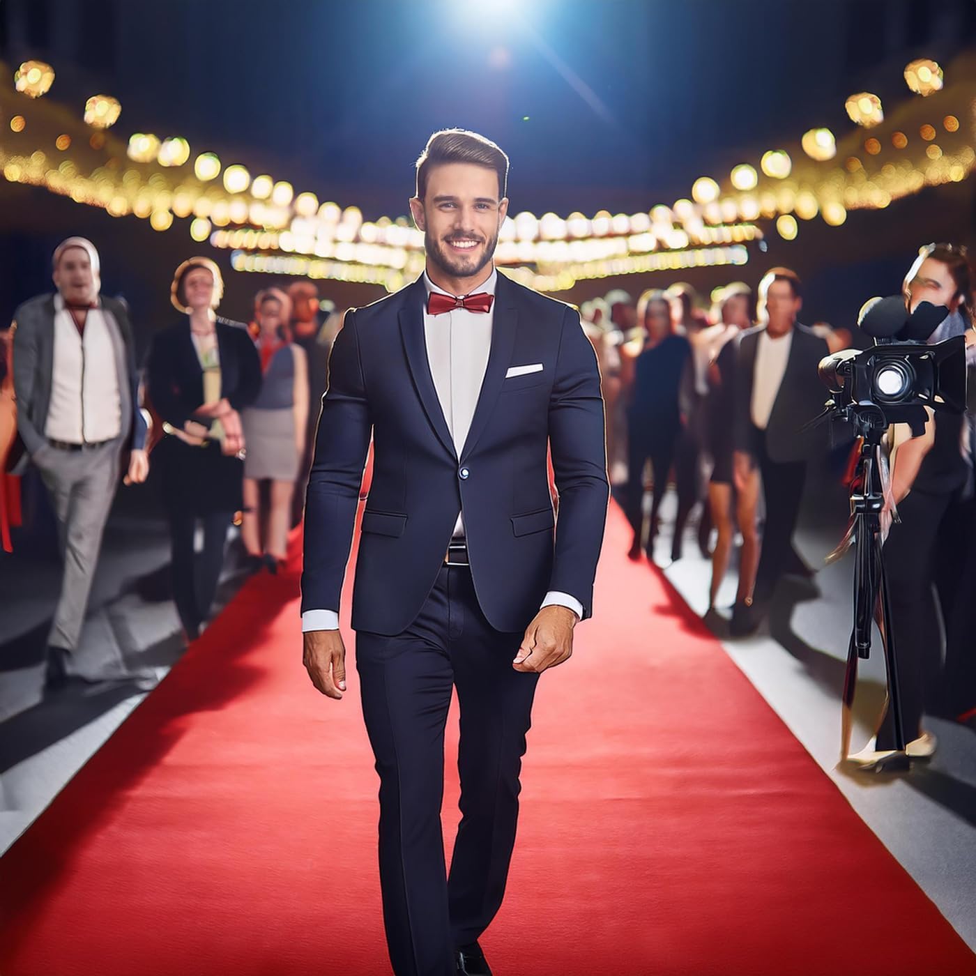 BannerBuzz Hollywood Red Carpet Aisle Non Slip Runner Runway Floor Rug for Step Repeat Backdrop Outdoor Indoor Wedding Christmas Event Birthday Movie Business Office Party Decoration (3' W X 6' H)