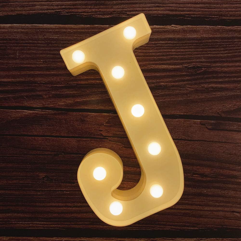MUMUXI Marquee Light Up Letters | Large Light Up Numbers | Battery Powered and Bright with Every Letter of The Alphabet | for Wedding, Birthday, Party, Celebration, Christmas or Home Decoration (J)