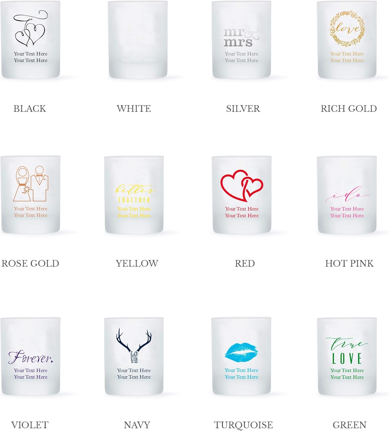 WEDDINGSTAR Personalized 3oz Frosted Shot Glass Customizable Full Color Print - 96 pack