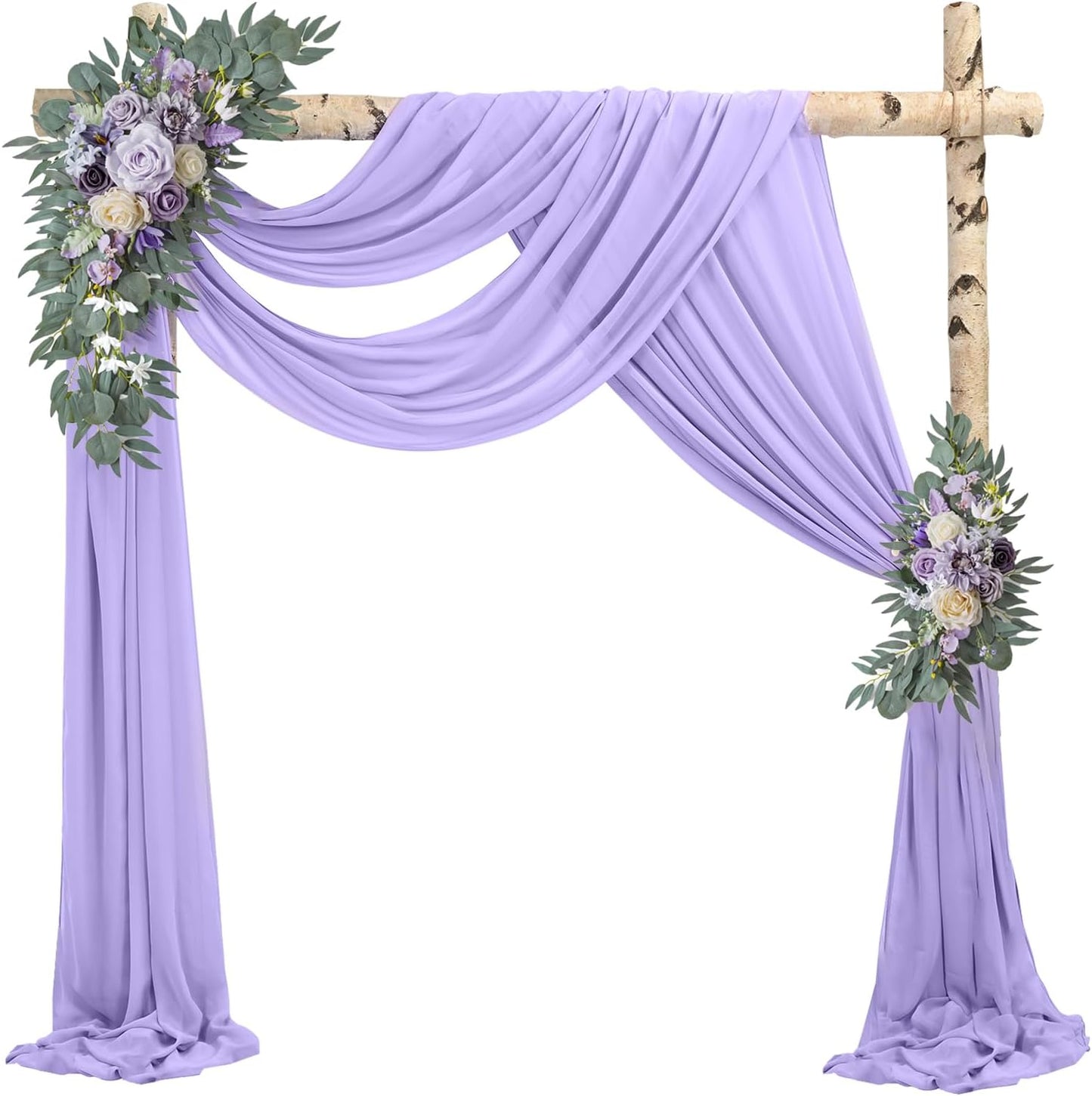 Wedding Arch Draping Fabric 2 Panels 20Ft Length x 28" Width Lilac Arch Drapes Chiffon Fabric Sheer Curtains Backdrop for Party Ceremony Decor Wedding Outdoor Indoor Stage Reception Decorations