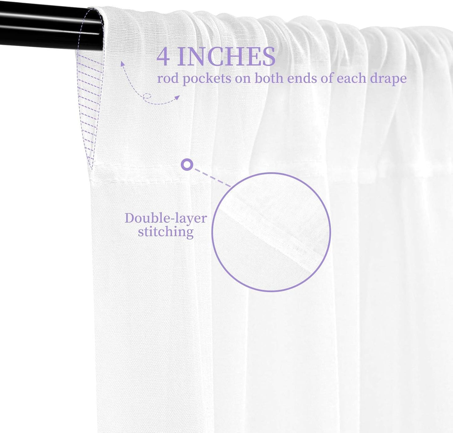 White Ceiling Drapes for Wedding, 5ftx20ft Sheer Fabric Curtain, Wedding Arch Draping, Romantic Decorations for Party Ceremony Stage