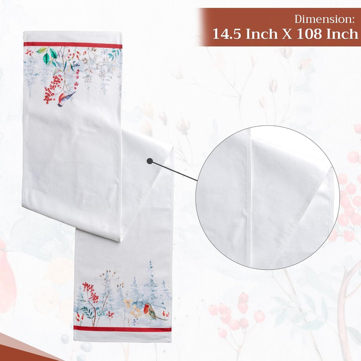 Maison d' Hermine Table Runner 100% Cotton Double Layer Table Runners 108 inches Long Decorative for Home Kitchen Dining Party Baby Shower Wedding Bridal Shower (Morzine, 14.50" x 108")