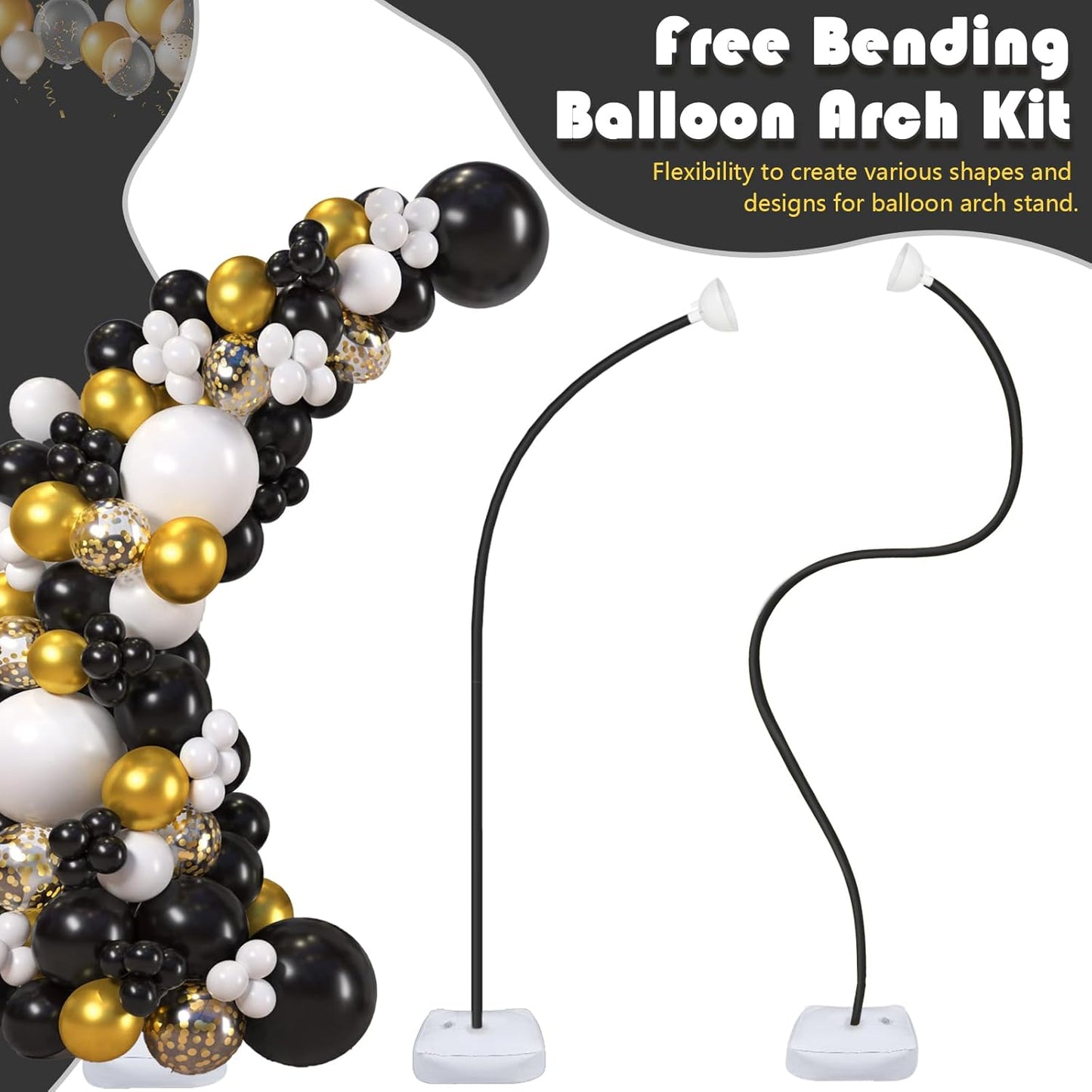 OurWarm 9.35FT & 6FT Balloon Arch Kit, Free Bending Shape Balloon Arch Stand with Base, Floor Half Balloon arch for Wedding Birthday Party Baby Shower Yard Lawn Home Graduation Party Decorations