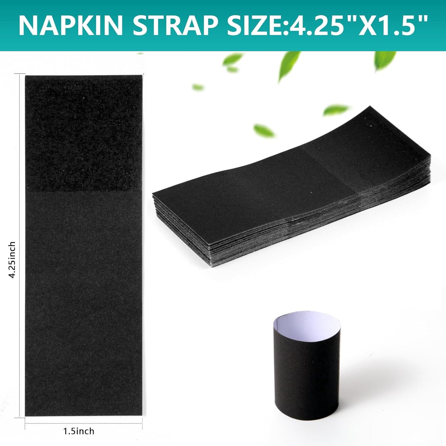 Paper Napkin Bands (Black Box of 2000), Napkin Rings Self Adhesive,Silverware Wraps Bands,XY-20002