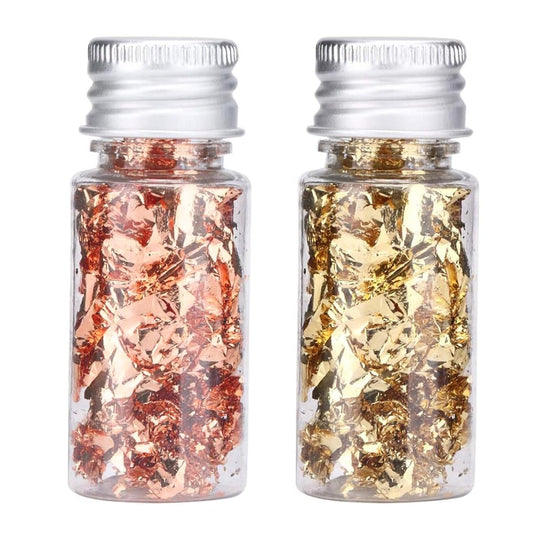 Edible Gold Leaf, Gold Leaf Cake Decoration Gold Flakes Food Gold Foil Decoration Baking Gold Foil Decor Chocolates Decor Gold Leaf Sheets for Cooking Dessert Decoration Crafts Makeup (Gold and Rose Gold)