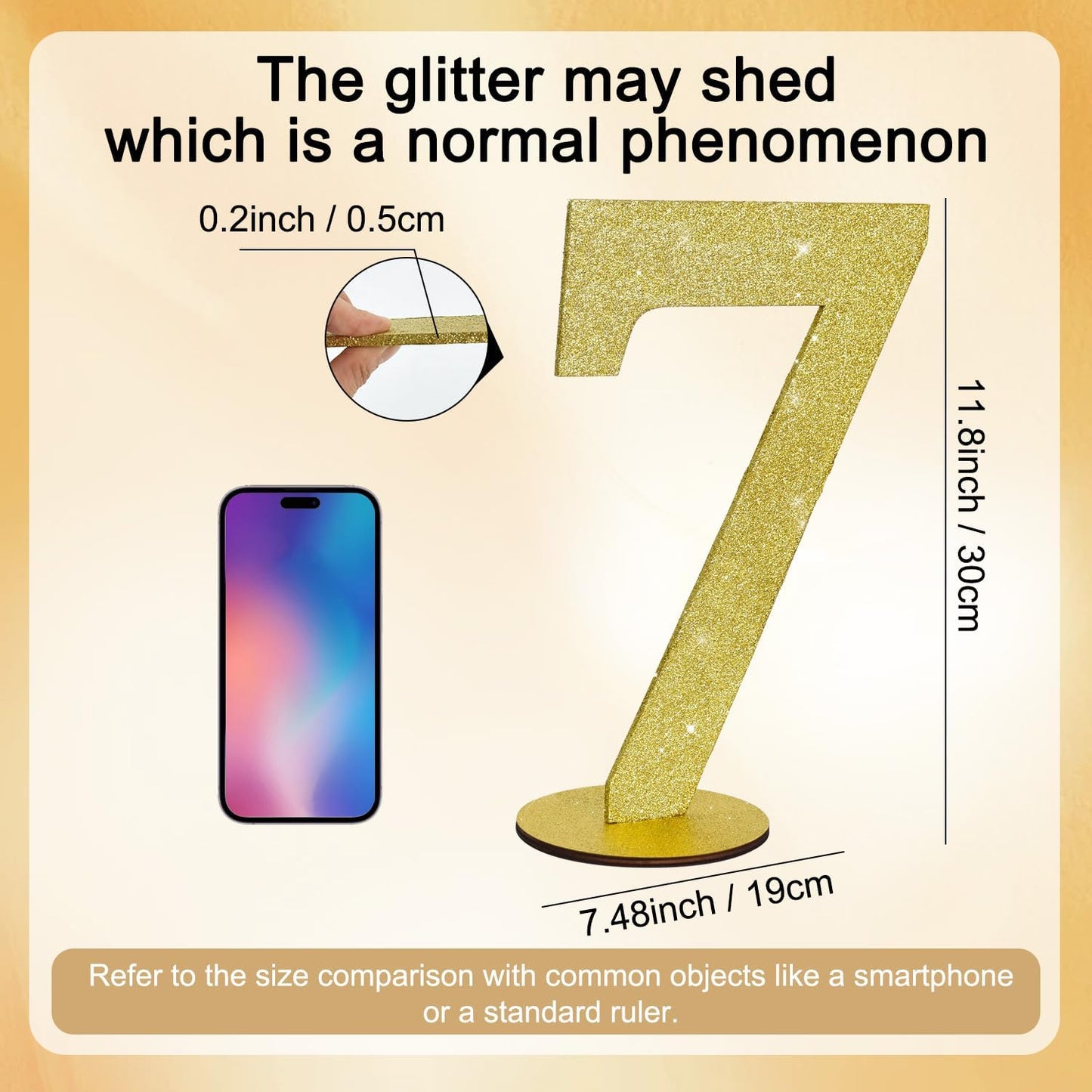 TONIFUL 11.8 Inch Gold Glitter Numbers Table Centerpieces 0-9 Birthday Party Decorations,Shining Gold Digital 7 for Birthday Party,Wedding,Bridal Shower,Engagement,Photo Shoot,Anniversary