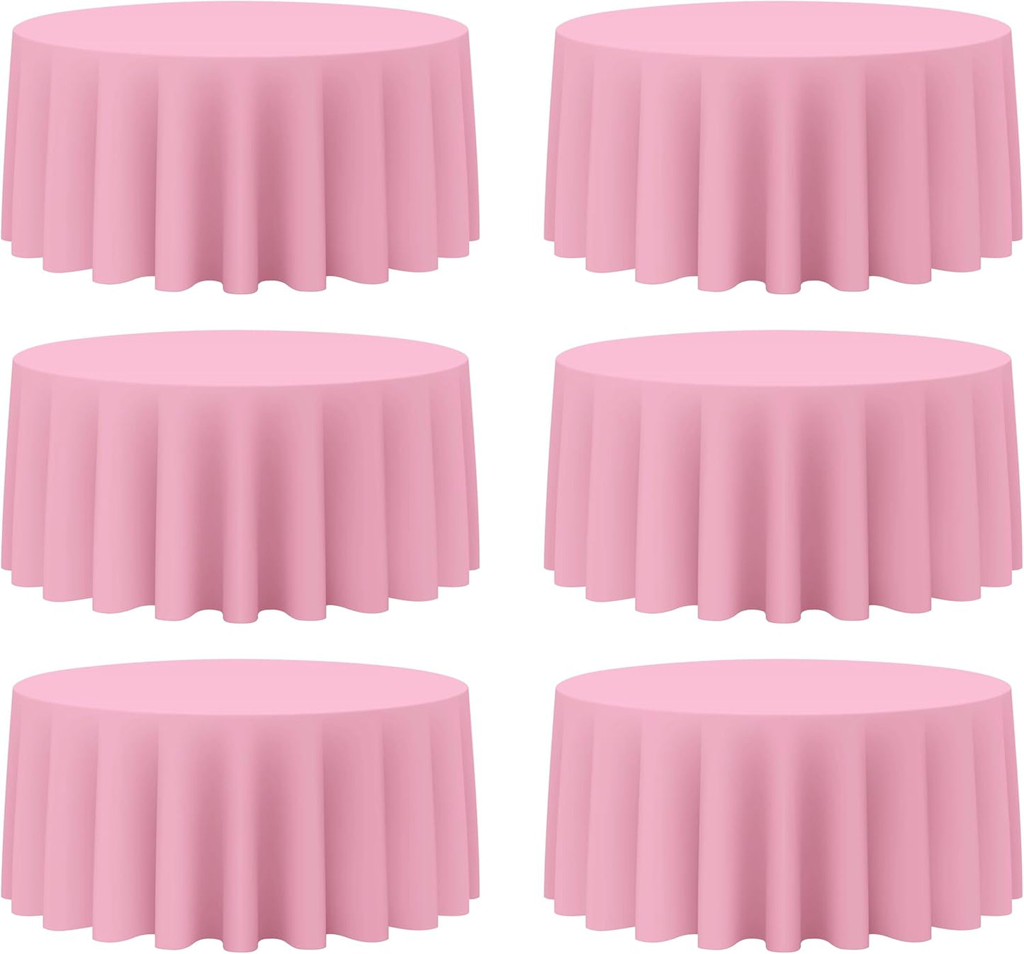 BRILLMAX 6 Pack Pink Round Tablecloths 132 Inch - Circle Bulk Linen Polyester Fabric Washable Table Cloth Cover for Wedding Reception Banquet Birthday Party Buffet Restaurant