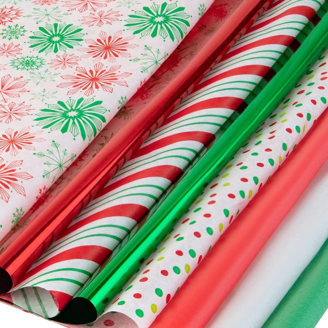 Christmas Tissue Paper for Gift Bags- 200 Sheets of Tissue Paper for Christmas Gift Wrap (20" x 20")- Assorted Festive Designs